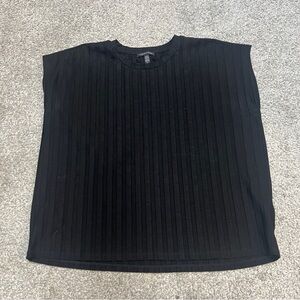 Eileen Fisher Top Womens Small Black Wide Rib Stretch Crew Neck Sleeveless Boxy